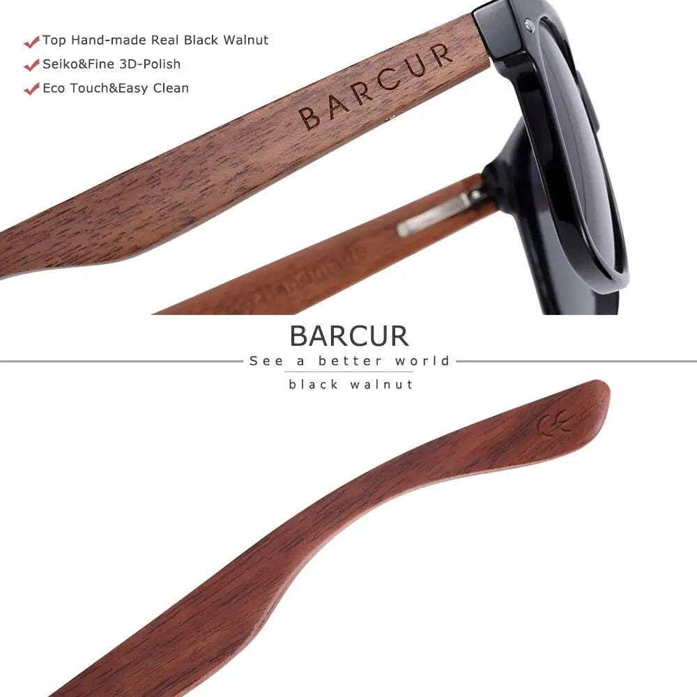 Polarizing sunglasses with walnut look wooden frame and UV 400 protection Polarizing sunglasses with walnut look wooden frame and UV 400 protection